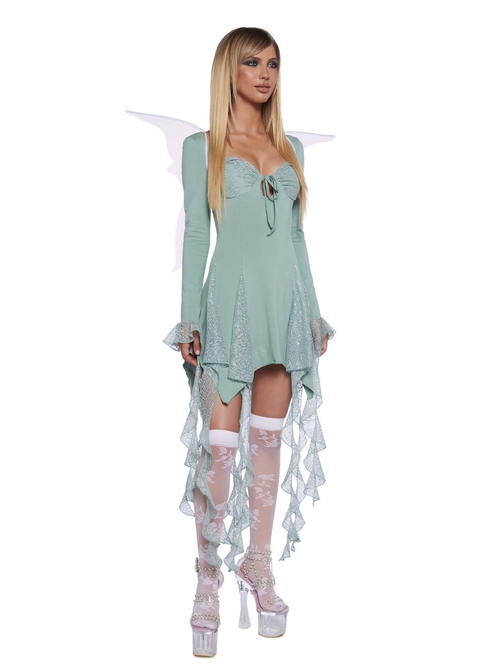 Sugar Thrillz Mint Green Handkerchief-Hem Mini Dress - Picture 3 of 7